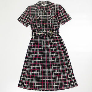Leslie Fay Dress Vintage Tea Length Pleated Skirt